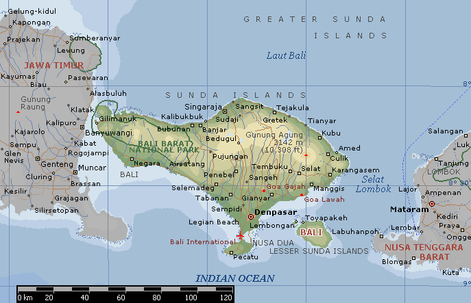 Карта остров бали где находится на карте