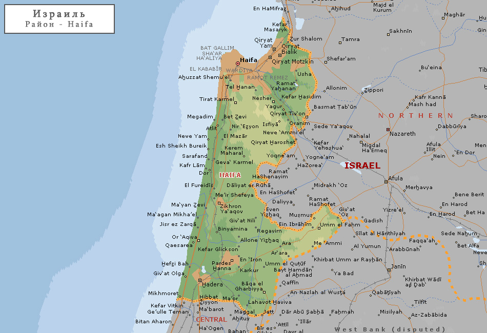 Израиль карта на русском хайфа